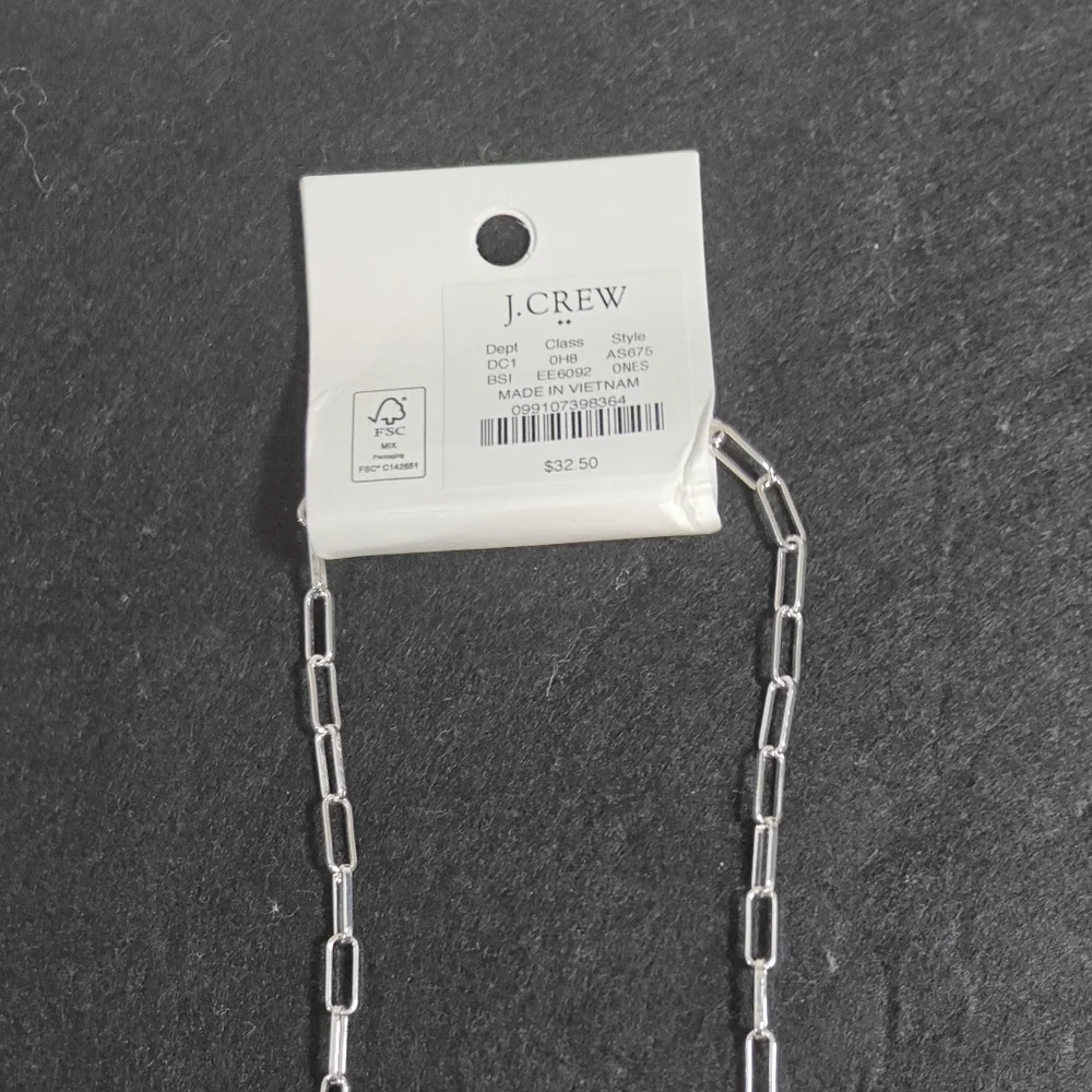 NEW jcrew T-bar paper-clip link chain necklace (Silver)